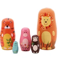 5 шт., деревянные куклы, животные, раскраска, Матрешка, русская кукла, дети, раннее образование, день рождения, Матрешка, русский подарок