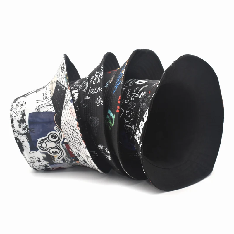 Black And White Bucket Hat Unisex Bob Hat Hip-Hop Hat Men And Women Summer Panama Straw Hat Beach Sunscreen Fishing Hat M86
