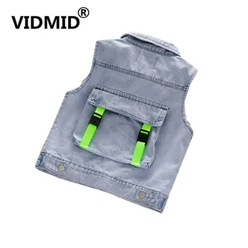 

VIDMID Denim Girls Vest Spring Autumn kids jean jackets Children's Clothing Embroidery Denim Waistcoat girls cotton vest 4221 02
