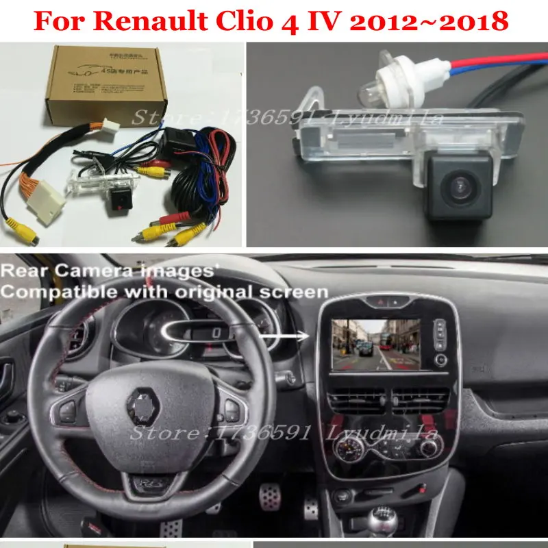 Автомобильная камера заднего вида с 24-контактным адаптерным кабелем для Renault Clio 4 IV 2012~ RCA подключается к оригинальному заводскому экранному монитору