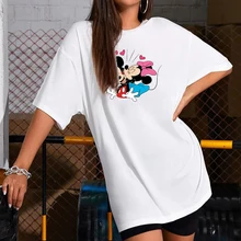 Aliexpress - Tshirt Dresses Casual Women Mickey Print Cartoon Mini Dress Short Sleeve White Casual Loose Harajuku Robes Vestidos Summer New