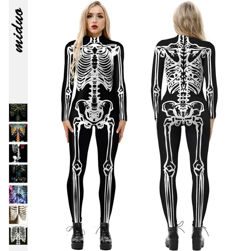 Autumn Halloween 3D Skeleton Digital Printing Breathable Tight-Fitting Long-Sleeved Jumpsuit Scary Stage Performance Disguise |