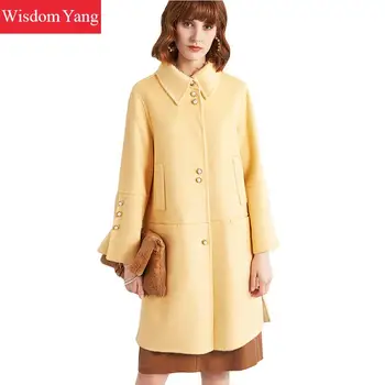 

Winter Cashmere Coats Womens Sheep Wool Fleece Coat Female Yellow Korean Clothes Oversized Woolen Outerwear Overcoat Loose Coat