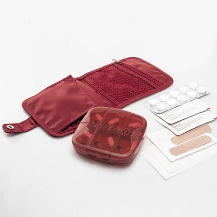 Red set Таблетница, 7 отсеков, кошелек для таблеток, большая емкость, органайзер для лекарств, BPA бесплатно, для путешествий, витамины, рыбий жир, добавки, медицина - Цвет: Red set