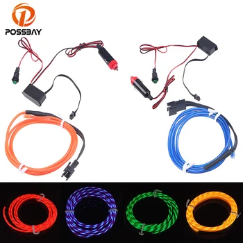 

POSSBAY 4Meters Chasing Auto Interior Edge EL Wire Flexible Neon Car Decorate With 12V Inverter
