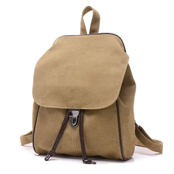 

Fashion Simple Solid Color Casual Canvas Women's Bag Retro Backpack Student Travel Backpack