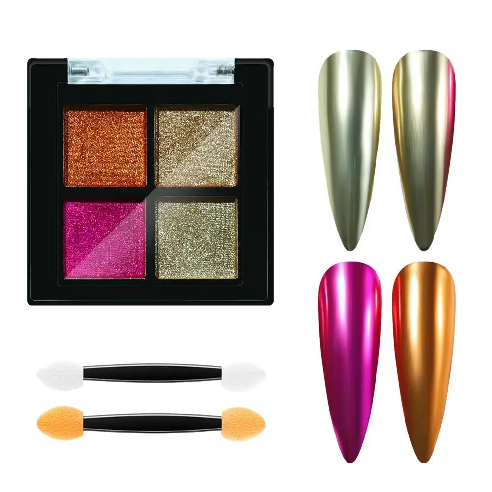 Chrome Nail Powder Nail Aurora Powder 4 Tinta Unita Magic Mirror Powder Clamshell Glitter Powder Nail Art Pigment Chrome Dusts