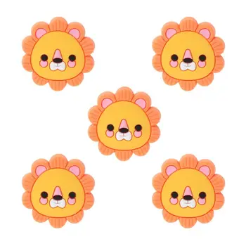 

5PCS Silicone Beads Teething Mini Lion Food Grade Silicone Toy Teething Nursing Chewing DIY Shower Gift Baby Teether 57BF