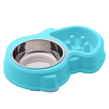 

2 In 1 Pet Bowl Solid Color Plastic Automatic Feeding Drinking Dog Cat Bowl Bowl Household Non-slip Dual-use Bowl Pet Supplies