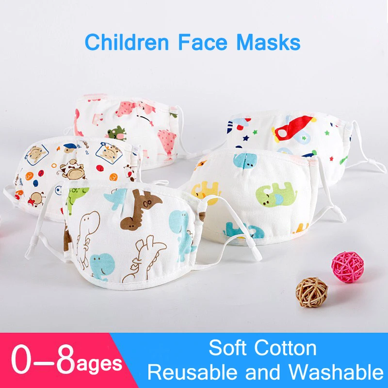 

YELITE Cotton Gauze Child Mask Five-layer Adjustable Cartoon Mouth Mask Washable Reusable Dust-Proof Super Soft Fashion Design
