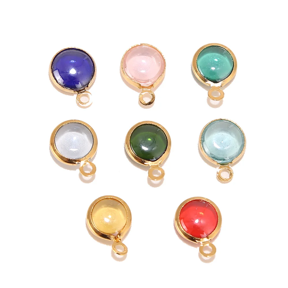 

10pcs Gold Stainless Steel Ceramic Porcelain Beads Charms Colorful Beads Pendants for Jewelry Making Mixed Color