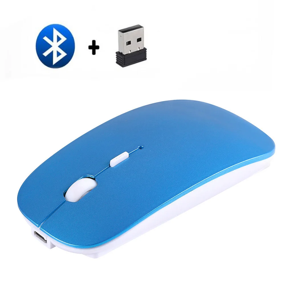 

2.4G Wireless Bluetooth Dual Mode 2 in 1 Rechargeable Mouse 1600 DPI Ergonomic Portable Optical Mice For Laptop PC Tablet