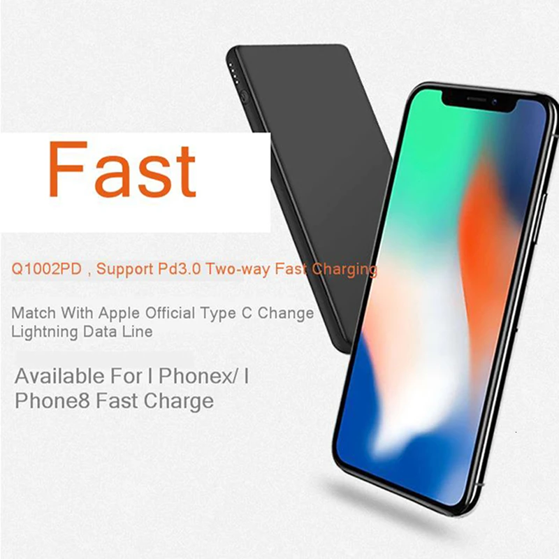 Vogek power Bank 10000 мАч QC3.0 Быстрая Зарядка Внешний Аккумулятор быстрое PD зарядное устройство для iPhone X 8 Xiaomi