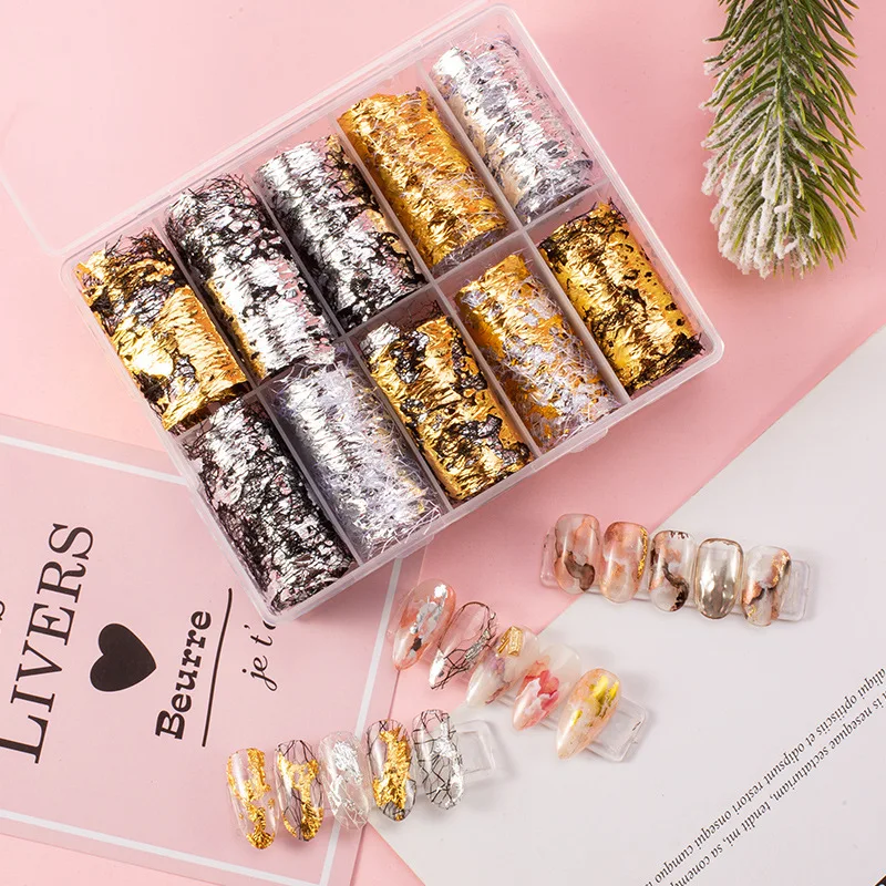 Nail Decoration Style Japanese Nail Gold Foil Net Star Paper Japanese Manicure Gold Leaf Fragment Manicure Charm Jewelry