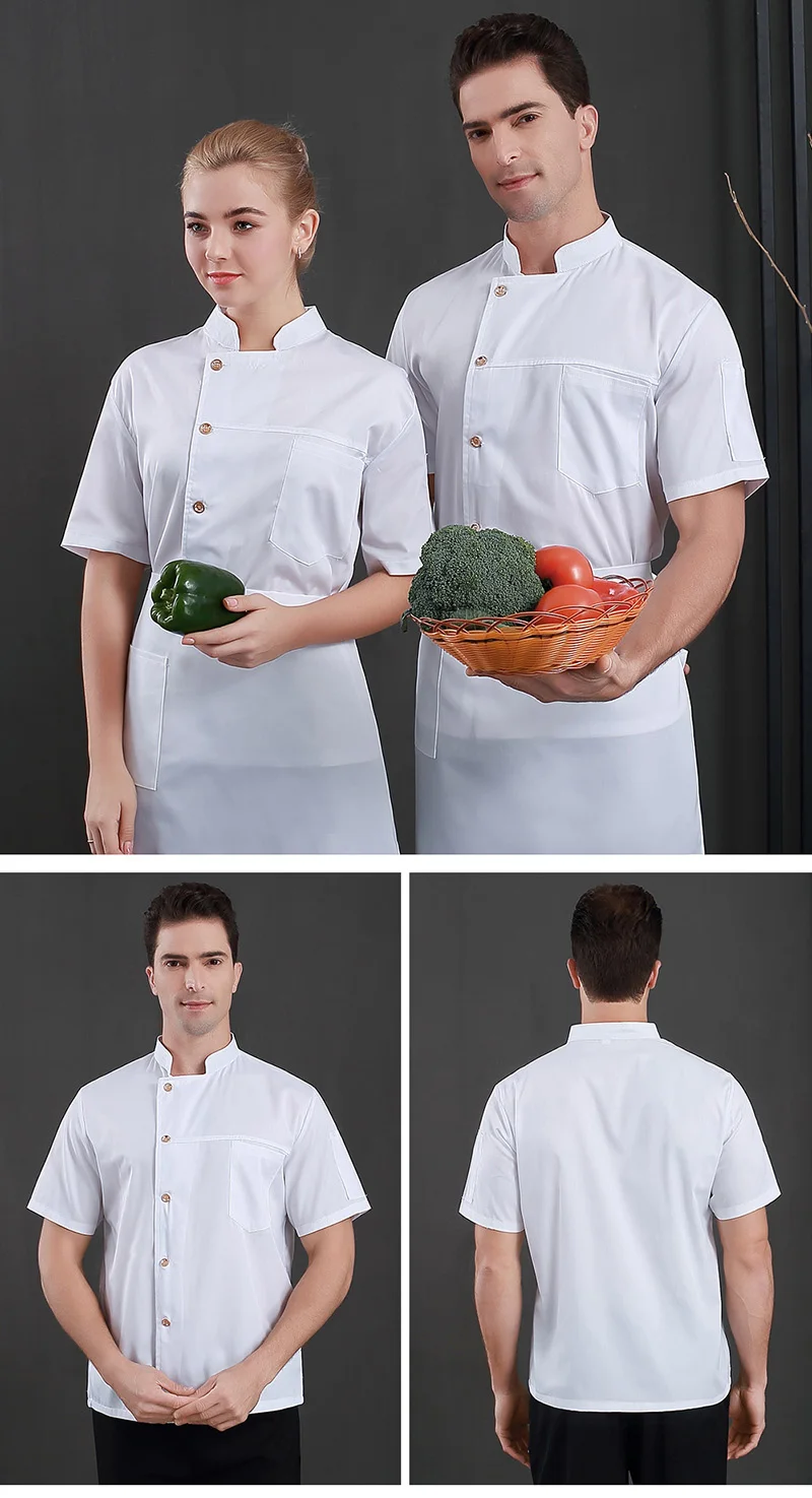 Унисекс ресторанная форма для хлебобулочных продуктов питания с коротким рукавом двубортная форма шеф-повара суши куртка Униформа официантки