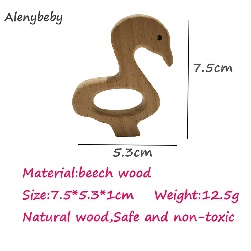 Goose-50pcs 50pcs DIY Baby Teether Toys Organic Natural Beech Wooden Hand Cut Toy Baby Wooden Teether Gift Wooden Personalized Pendent - Цвет: Goose-50pcs