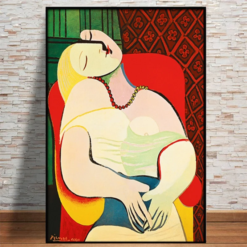 

Dreaming Woman By Picasso Abstract Canvas Paintings Reproductions Impressionist Wall Art Posters and Print for Living Room Decor