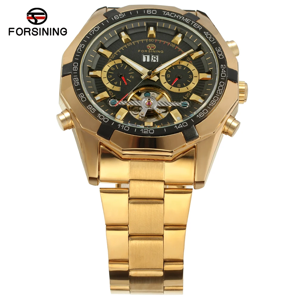 Forsining мужские часы автоматические механические часы мужские s Tourbillon золотые наручные часы из нержавеющей стали для мужчин Relogio Masculino