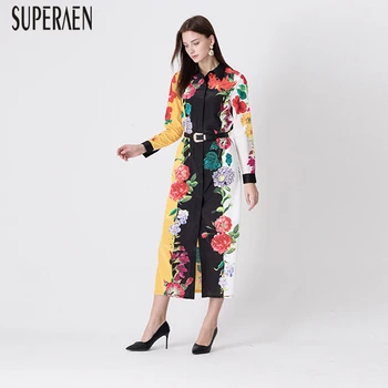 

SuperAen Europe Fashion Women Dress 2020 Spring and Autumn New Ladies Dress Cotton Long Sleeve Print Women Clothing