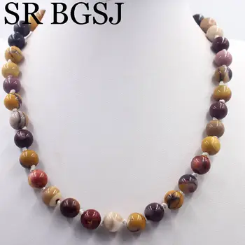 

Free Ship 10mm Mookaite Jaspers Round Gems Beads Knot Natural Stone Chocker Women Jewelry Necklace Strand 17.5inch