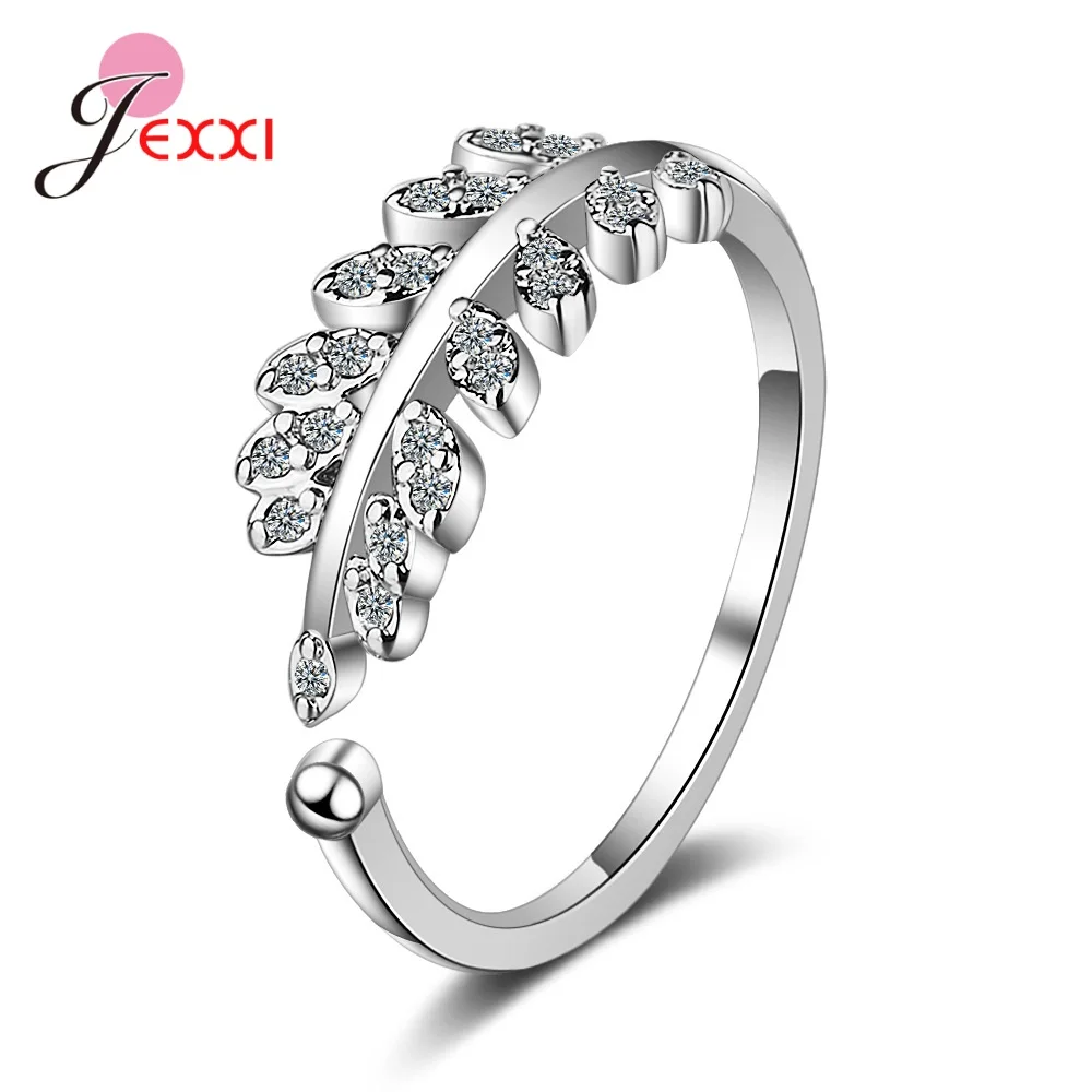 New Collection Olive Leaf CZ Rings 925 Sterling Silver for Women Open Stackable Ring Band Jewelry Fine | Украшения и аксессуары