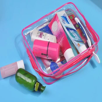 

Pvc Transparent Cosmetic Beauty Box 3pcs/set Zipper Storage Bag Washing Letter Multifunctional Storage Makeup Bags Femme