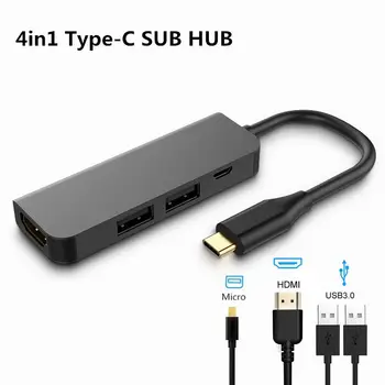 

4 in 1 USB-C Type-C Hub Plitter with HDMI RJ45 PD Charge USB Type C Hub for smart phone Macbook Pro Laptop Accessories Multi Hub