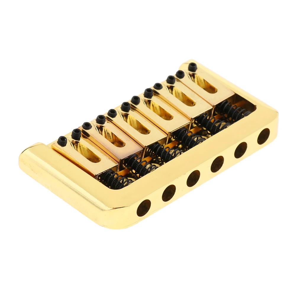 

Gold 6 String Guitar Fixed Hardtail Bridge with Wrench Screws for Stratocaster Telecaster Replacement