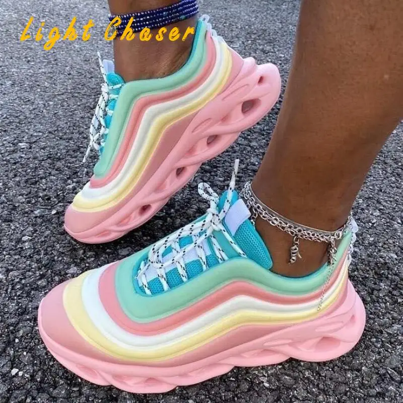 Autumn Sneakers Woman Lace Up Breathable Casual Female Shoe Comfort Candy Color Solid Ladies Plus Size 42 43 Women's Flats Shoes