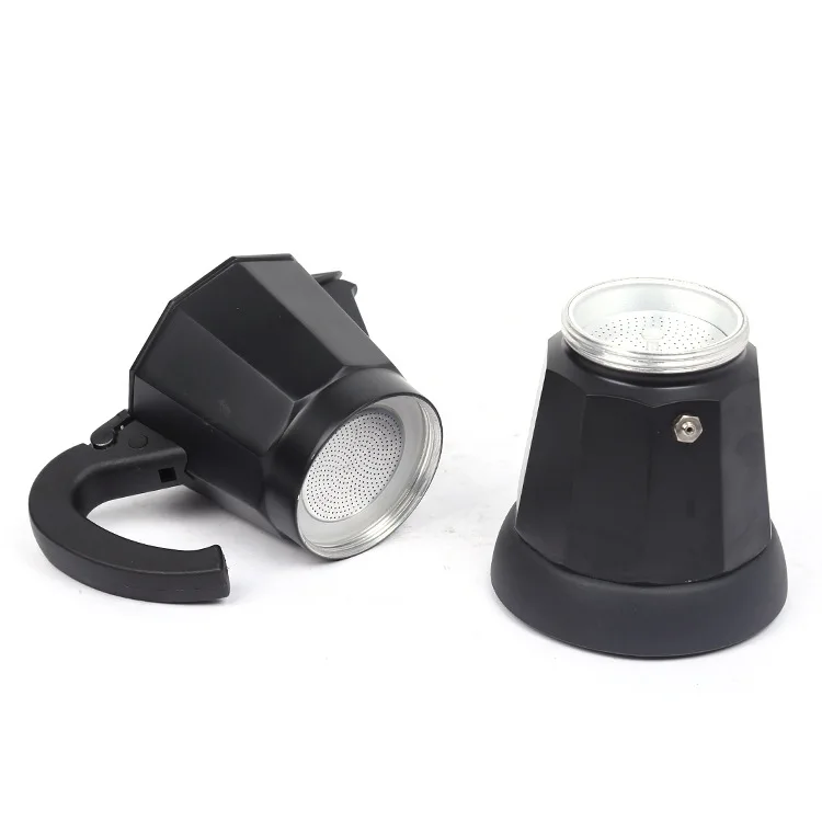 

EU Plug Aluminum Electric Coffee Maker Cafe Moka Pots With Handle Filter 6cups/300ml Unique Design Anti-splashing Cafe Cafeteria