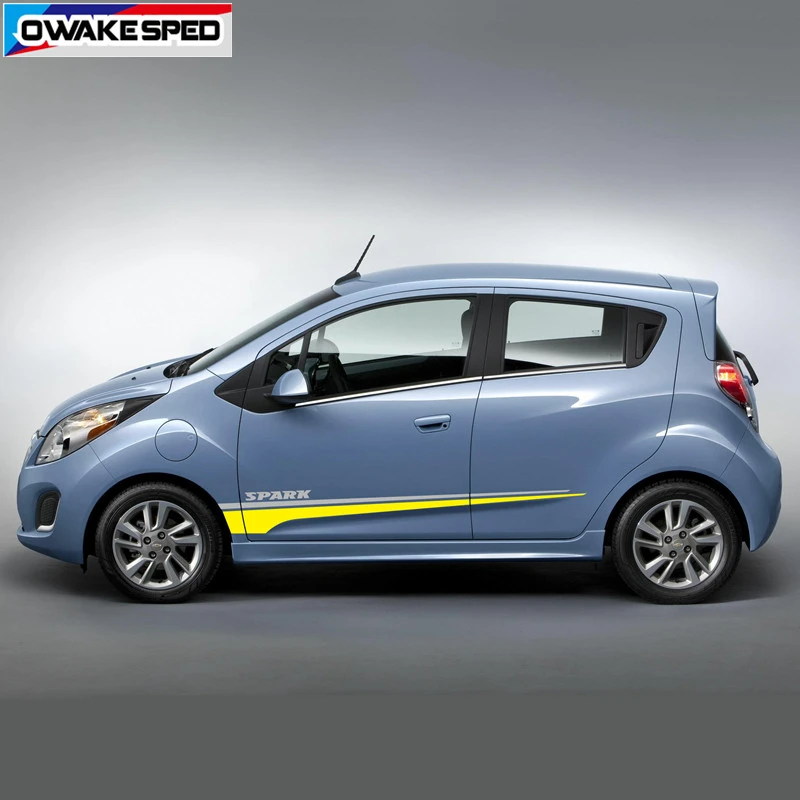 1 комплект гоночных спортивных полос для Chevrolet Spark 2011-19 авто дверь боковая юбка Декор наклейки автостайлинг кузова виниловые наклейки