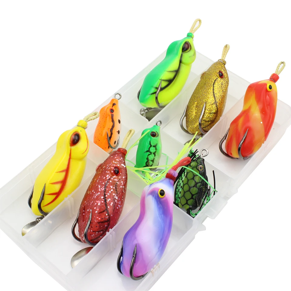 

NEW Fishing Bait Set 9pcs/Box Frog Soft Set 9 Colors TopWater Wobbler Parker Fishing Bait Bass Bait Fishing Carp fishing lure