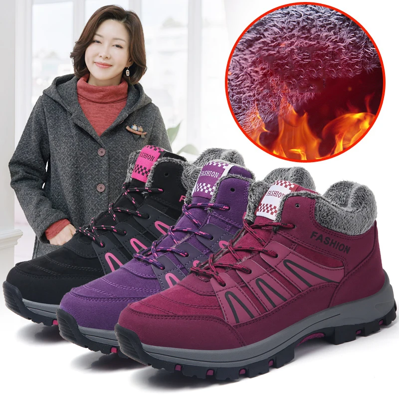STQ женские зимние ботинки; обувь на танкетке со шнуровкой; Теплые ботильоны на платформе; повседневные ботинки; теплые зимние кроссовки; коллекция 8081 года