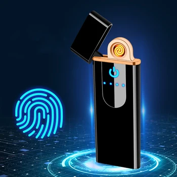 

ultra-thin USB cigarette lighter custom Metal Charging lighter Touch induction windproof electronic