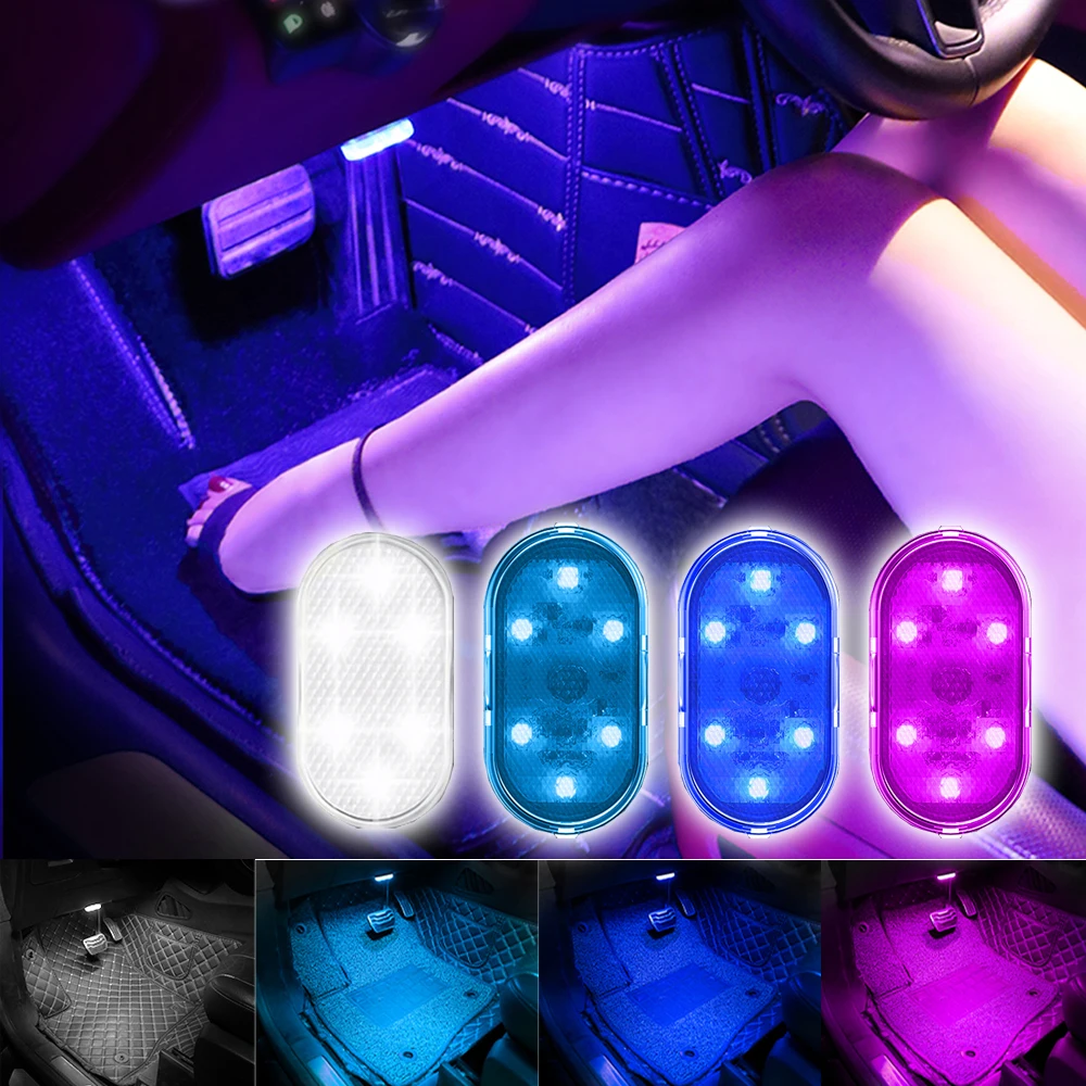 

Автомобильные светодиодсветодиодный сенсорные светильники 5 В, беспроводные внутренние потолочные светильники для чтения на крыше, дверные лампы для багажника, коробка для хранения с USB-зарядкой, синий, белый