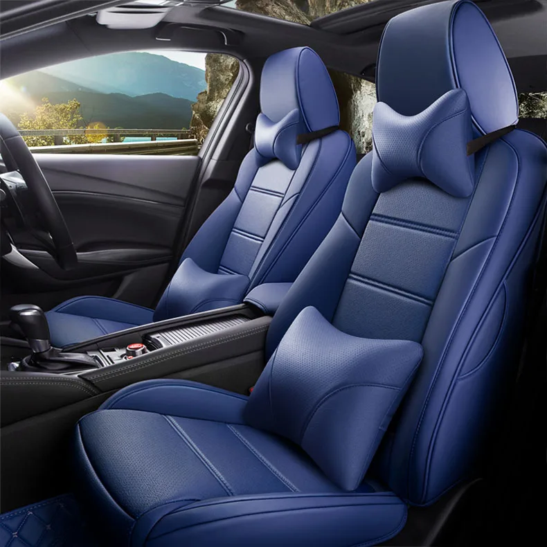 Пользовательские чехлы для сидений автомобиля наборы для Land Rover Discovery 3 4 5 Sports Evoque FreeLander 2 Range Rover Sport velar автомобильные аксессуары - Название цвета: BLUE LUX