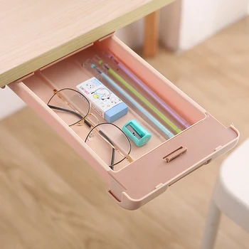 

Self-Adhesive Under Desk Drawer Makeup Organizer Desktop Sundries Storage Box Stationery Supplie Pencil Tray Pen Holder