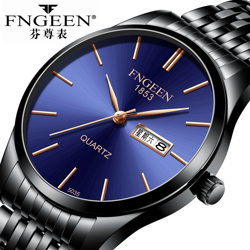 

Men's watches 2020 Ultra Slim Quartz Wristwatch Week Dual Display watch Calendar Business Trend 30M Waterproof Quartz Watches