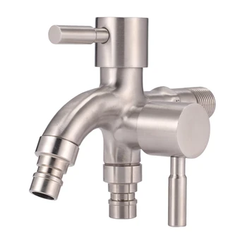 

BESTStainless Steel Wall-In Faucet 1 in 2 Out Multifunctional Water Tap 304 Steel Bathroom & Kitchen Bibcocks