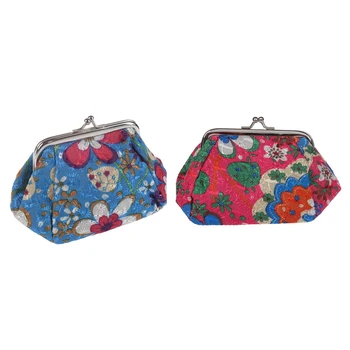 

Coin Purse 2Pcs Women Fashion Cute Wallet Keys Pouch Coin Purse - Blue & Rose Red