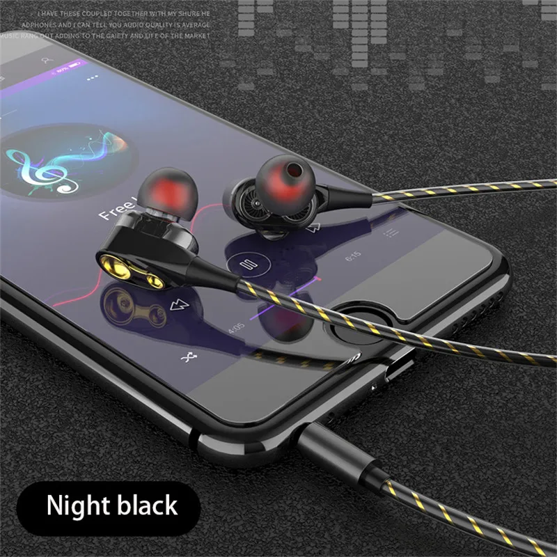 Двухприводные стерео проводные наушники-вкладыши Спортивная гарнитура с микрофоном мини наушники для iPhone samsung huawei Xiaomi наушники - Цвет: Black