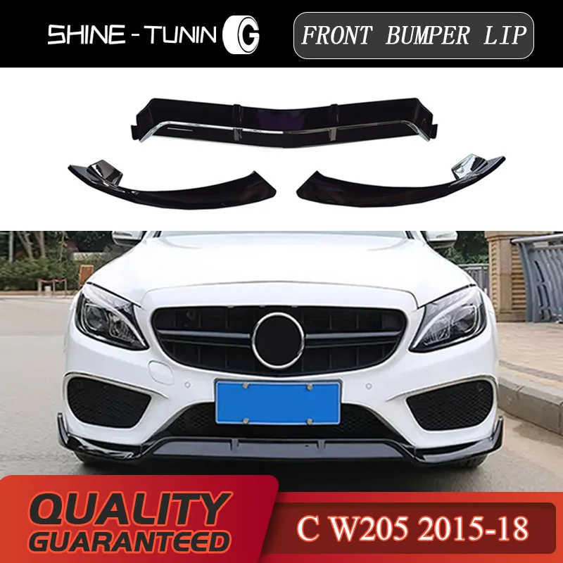 

Front bumper spoiler Suitable for mercedes C class W205 front bumper lip 2015 + sports edition abs c200 c450