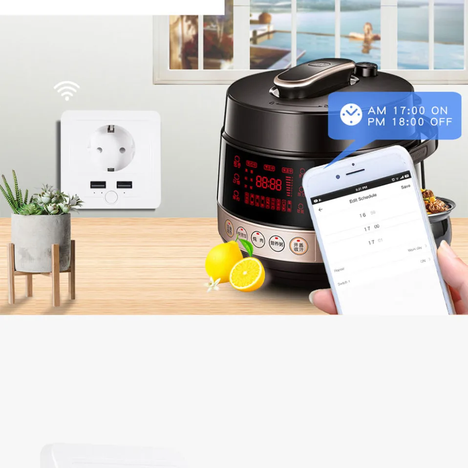 Умная USB розетка AVATTO 16A EU Wifi Разъем питания работает с Google Home Alexa IFTTT Tuya Smart life APP голосовой пульт дистанционного управления