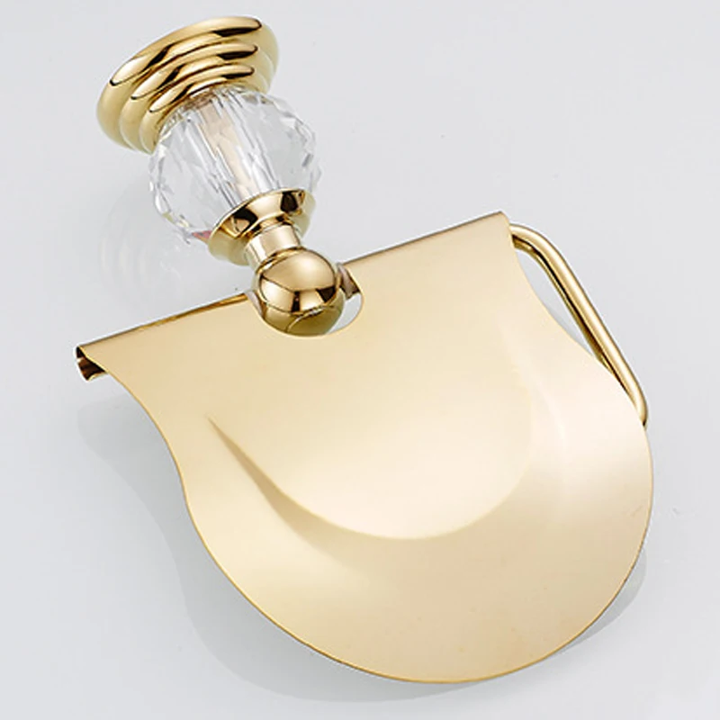 Роскошный циркониевый Золотой Твердый латунный держатель для туалетной бумаги полированный держатель для полотенец искусственный кристалл круглое основание кольцо для полотенец Ванная комната Acces