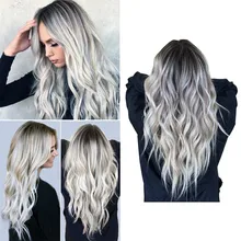 Парики из натуральных волос на кружевной основе, градиентные, светлые, вечерние, длинные, кудрявые волосы, смешанные цвета, парик из синтетических натуральных волос