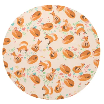 

Super Soft Plush Flannel Blanket Cartoon Animal Fox Blankets Round Throw Blanket for Beds