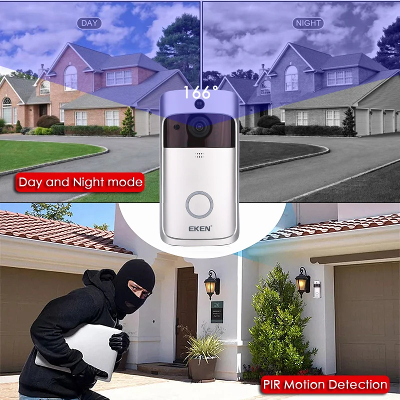 EKEN V5 смарт WiFi видео дверной звонок камера визуальный домофон с чимом ночного