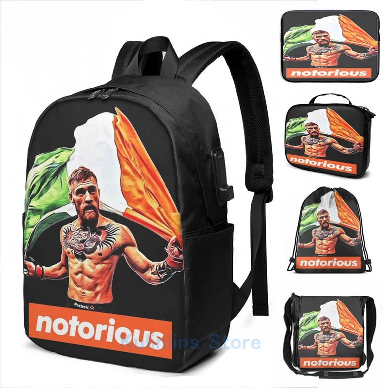 Забавный графический принт Mc Gregor рюкзак с USB-зарядкой мужские школьные сумки