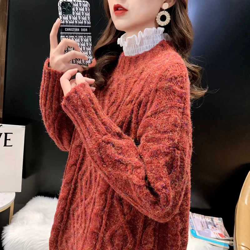 

Twist sweater women's lazy style loose wear autumn winter 2020 new chic top large fashion