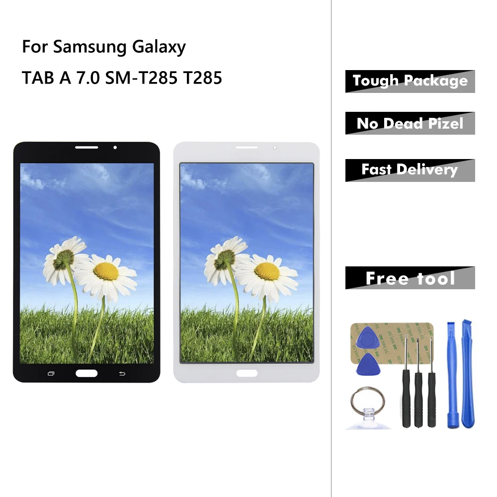 

Display For Samsung Galaxy TAB A 7.0 SM-T285 T285 Touch Screen Digitizer Glass + LCD Display Assembly Panel Replacement